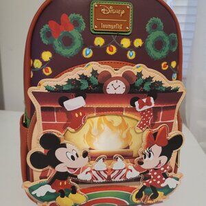 Disney Christmas Loungefly with Mickey and Minnie with Fireplace